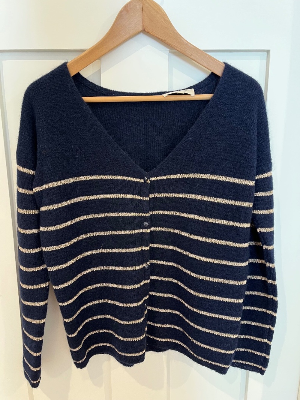 Sezane Barry Cardigan, XXS, navy/gold